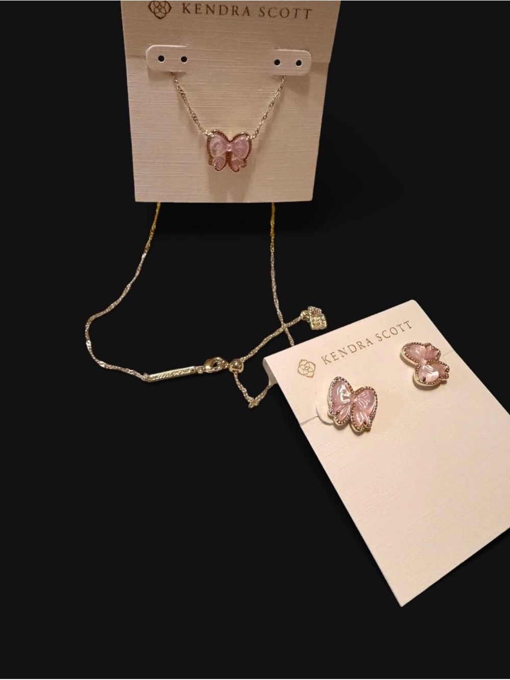 Brand New Kendra Scott Pink Butterfly Necklace & Matching Earrings Set!!